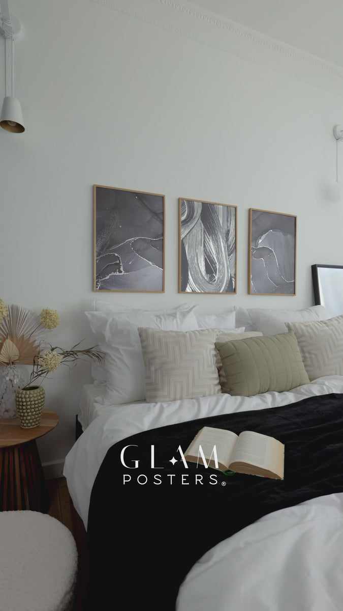 Brush Stroke Right Real Silver Poster 50x70cm – GlamPosters